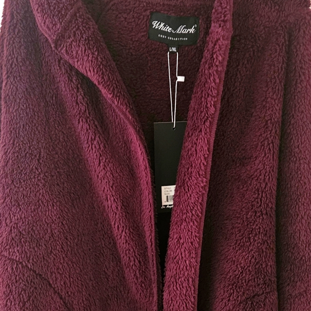 White Mark Wine Cardigan Large NWT